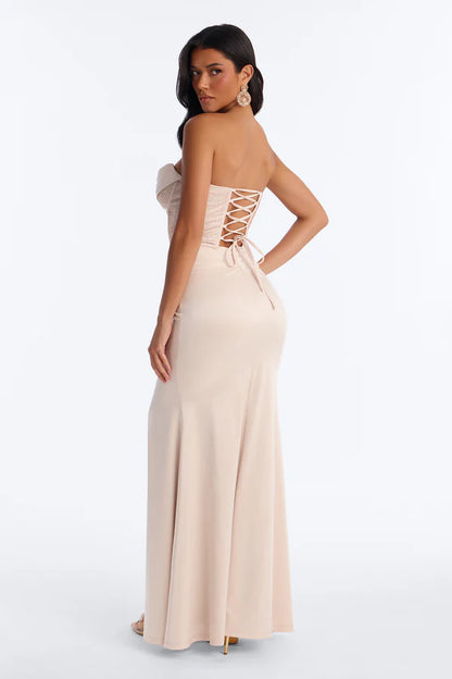 Champagne Elegance Embellished Gown