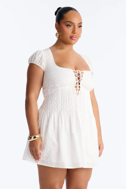 Buttercup Eyelet Mini Dress - White
